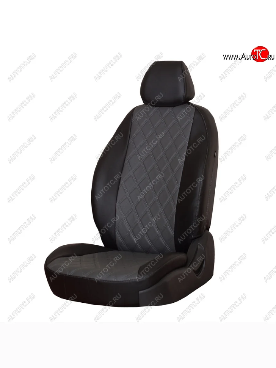 Чехлы сидений (экокожа, 2/3) ПЕТРОВ Орегон Ромб  Nissan Almera (2012-2019) 3 G15 (черный/серый)  с доставкой в г. Керчь