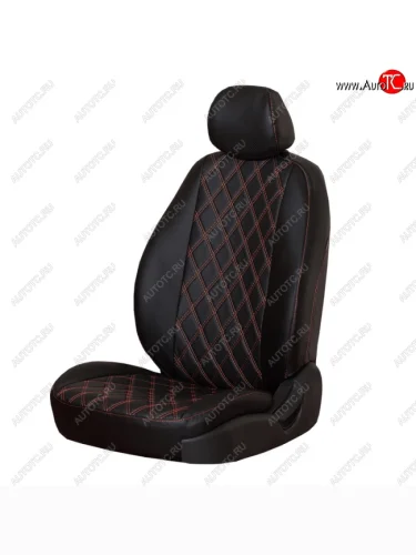 Чехлы сидений (экокожа, 2/3) ПЕТРОВ Орегон Ромб (черный) Nissan Almera  3 G15 (2012-2019) седан