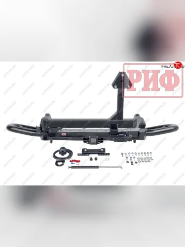 Бампер силовой задний РИФ (С квадратом под фаркоп, калиткой и подсветкой номера) Toyota Land Cruiser Prado J150 1-ый рестайлинг (2013-2017)
