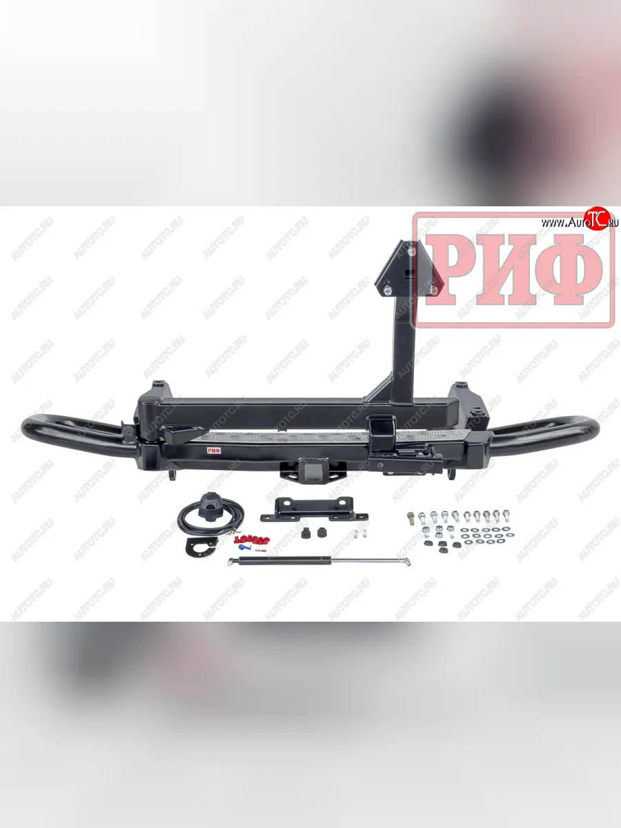 Бампер силовой задний РИФ Toyota Land Cruiser Prado J150 1-ый рестайлинг (2013-2017) (С квадратом под фаркоп, калиткой и подсветкой номера)  в Керчи Республика Крым