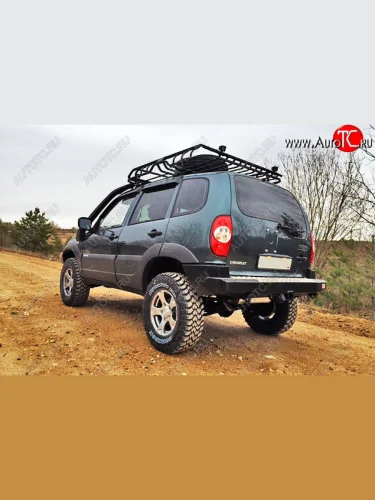 Бампер задний силовой РИФ (С квадратом под фаркоп) Chevrolet Niva  2123 (2002-2020), Лада ВАЗ 2123 (Нива Шевроле) (2009-2021), Лада ВАЗ Нива Трэвел (2021-2025)