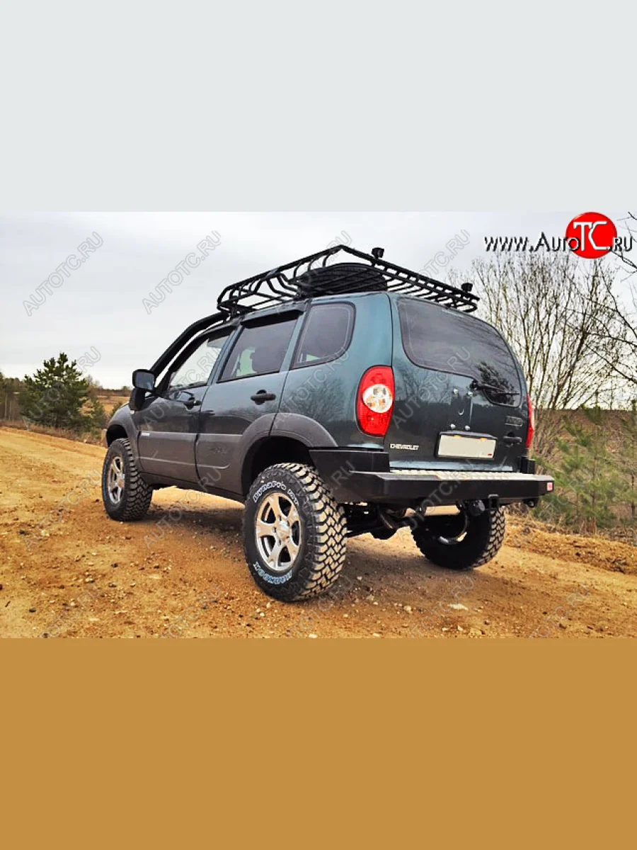 Бампер задний силовой РИФ  Chevrolet Niva (2002-2020), Лада ВАЗ 2123 (Нива Шевроле) (2009-2021), Лада ВАЗ Нива Трэвел (2021-2025) (С квадратом под фаркоп)  с доставкой в г. Керчь