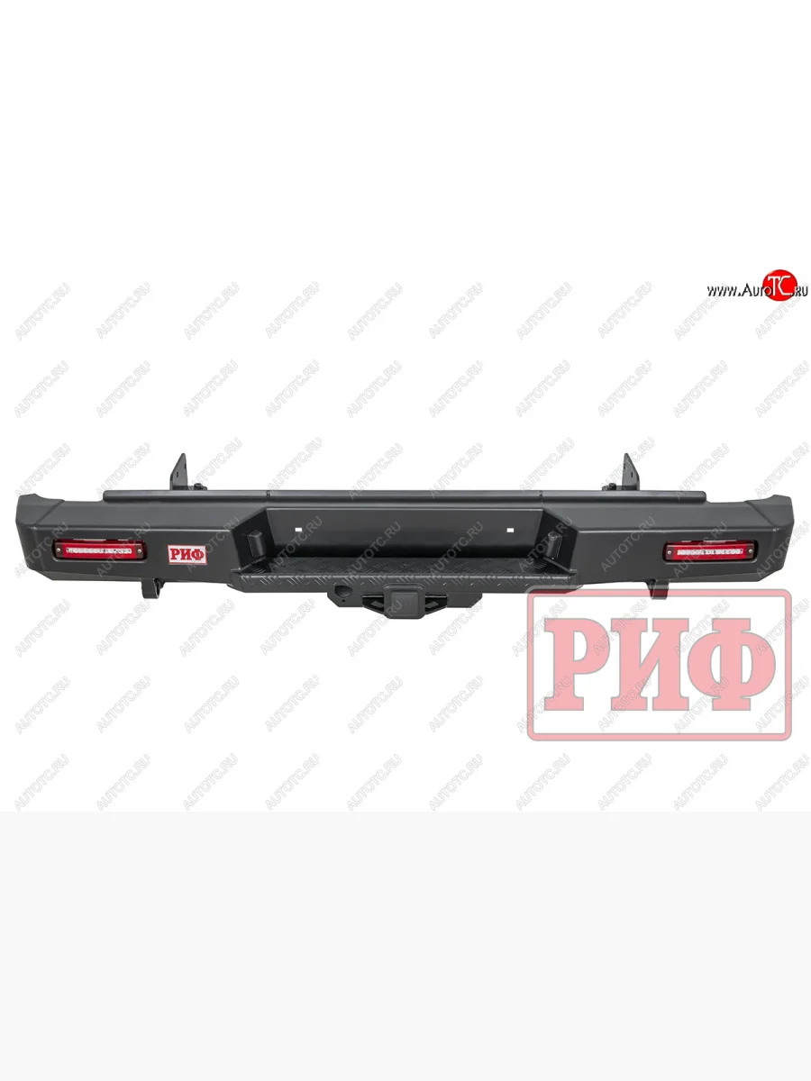 Бампер задний силовой РИФ Isuzu D-Max RT85,TFR DoubleCab рестайлинг (2015-2021) (С квадратом под фаркоп и фонарями, стандарт)  с доставкой в г. Керчь