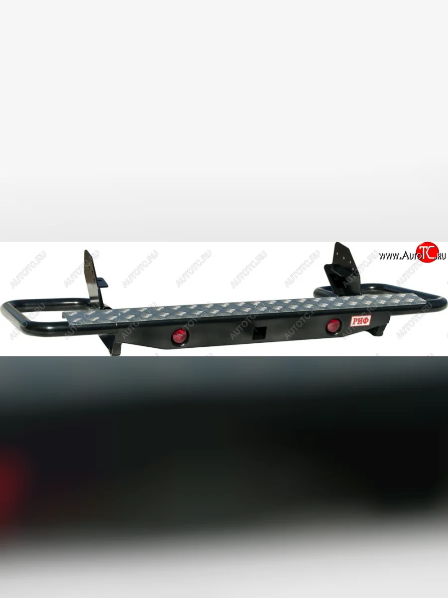 Бампер задний силовой (кузов 1350 мм) РИФ Mitsubishi L200 4  дорестайлинг (2006-2014) (Трубный с квадратом под фаркоп и фонарями)  с доставкой в г. Керчь