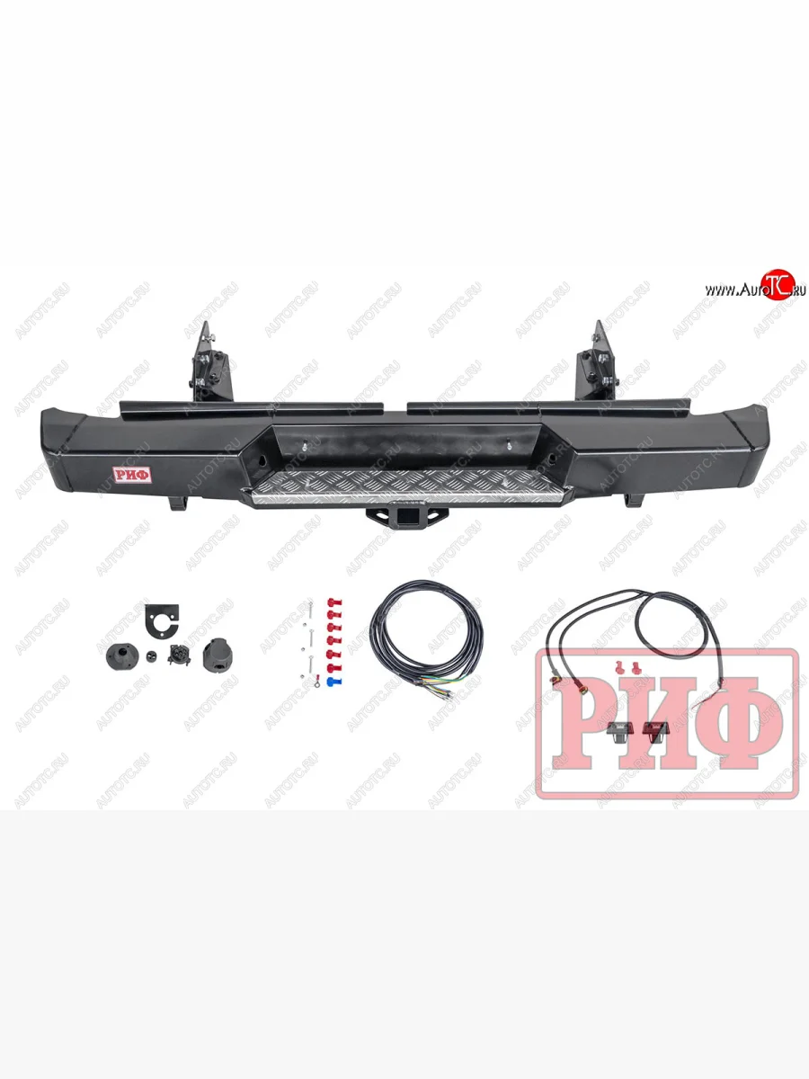 Бампер силовой задний РИФ Mitsubishi L200 5 KK,KL рестайлинг (2018-2022) (с квадратом под фаркоп)  с доставкой в г. Керчь