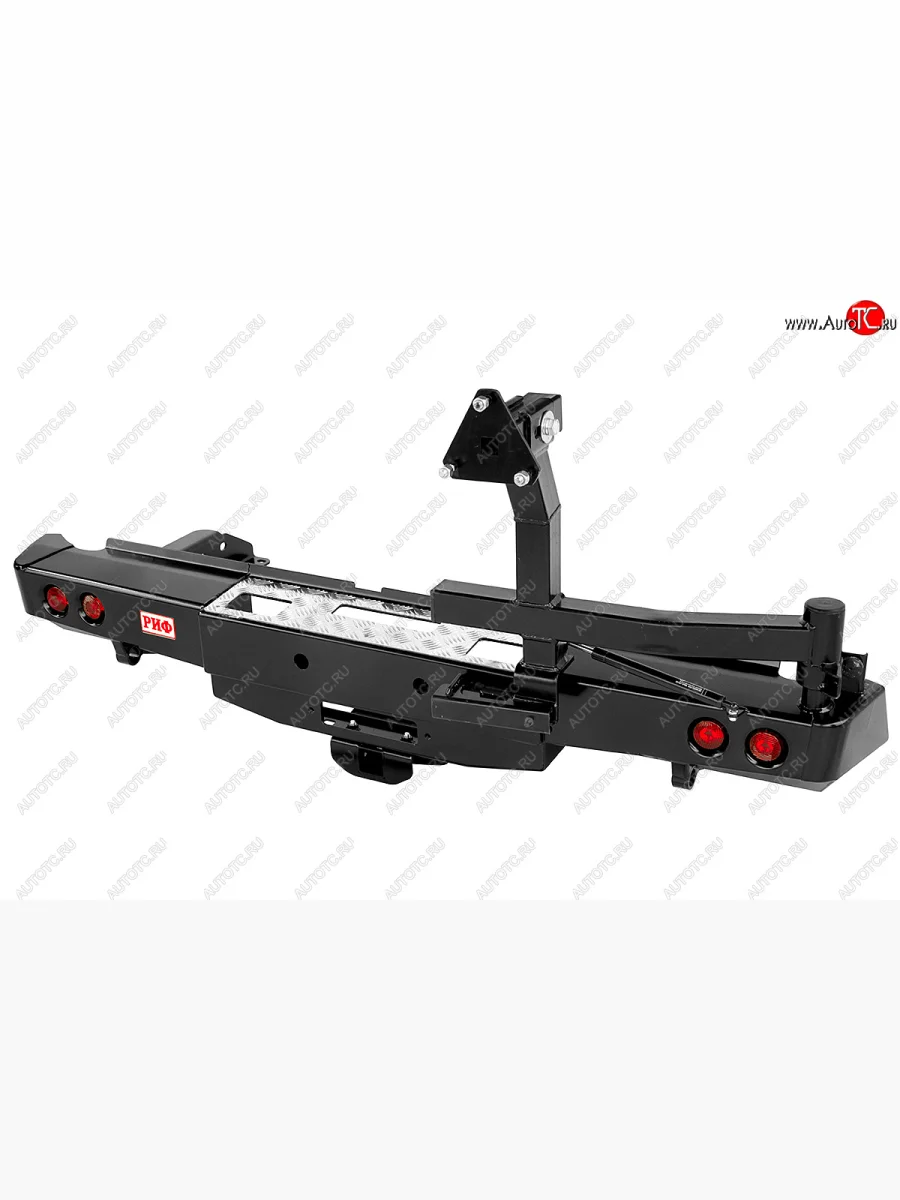 Бампер силовой задний РИФ Nissan Navara 2 D40 дорестайлинг (2004-2010) (с площ. под лебёдку, квад. под фаркоп, калиткой и фонарями)  с доставкой в г. Керчь