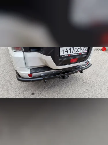 Бампер задний силовой РИФ (С квадратом под фаркоп) Mitsubishi Pajero 4 V90 дорестайлинг (2006-2011)