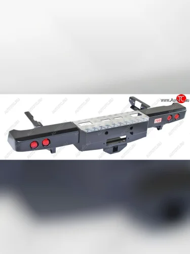 Бампер задний силовой РИФ (С площадкой под лебёдку, квадратом под фаркоп и фонарями) Toyota Hilux  AN10,AN20 (2004-2011) дорестайлинг, 1-ый рестайлинг