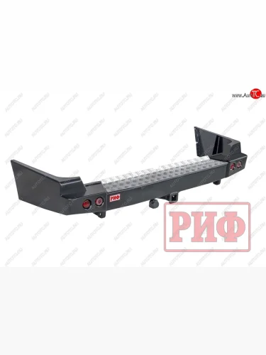 Бампер задний силовой РИФ (С квадратом под фаркоп и фонарями) Toyota Land Cruiser  10 100 (1998-2007) дорестайлинг, 1-ый рестайлинг, 2-ой рестайлинг