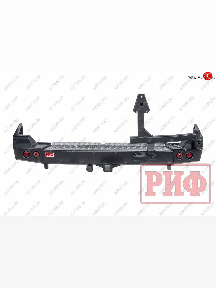 Бампер задний силовой РИФ  Toyota Land Cruiser (1998-2007) 10 100 (С квадратом под фаркоп, калиткой, фонарями и подсветкой номера)  с доставкой в г. Керчь