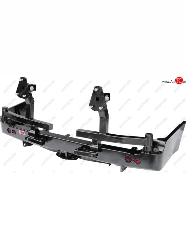 Бампер силовой задний РИФ (с квадратом под фаркоп, 2-мя калитками, фонарями, подсветкой номера) Toyota Land Cruiser  J105 (1998-2007)