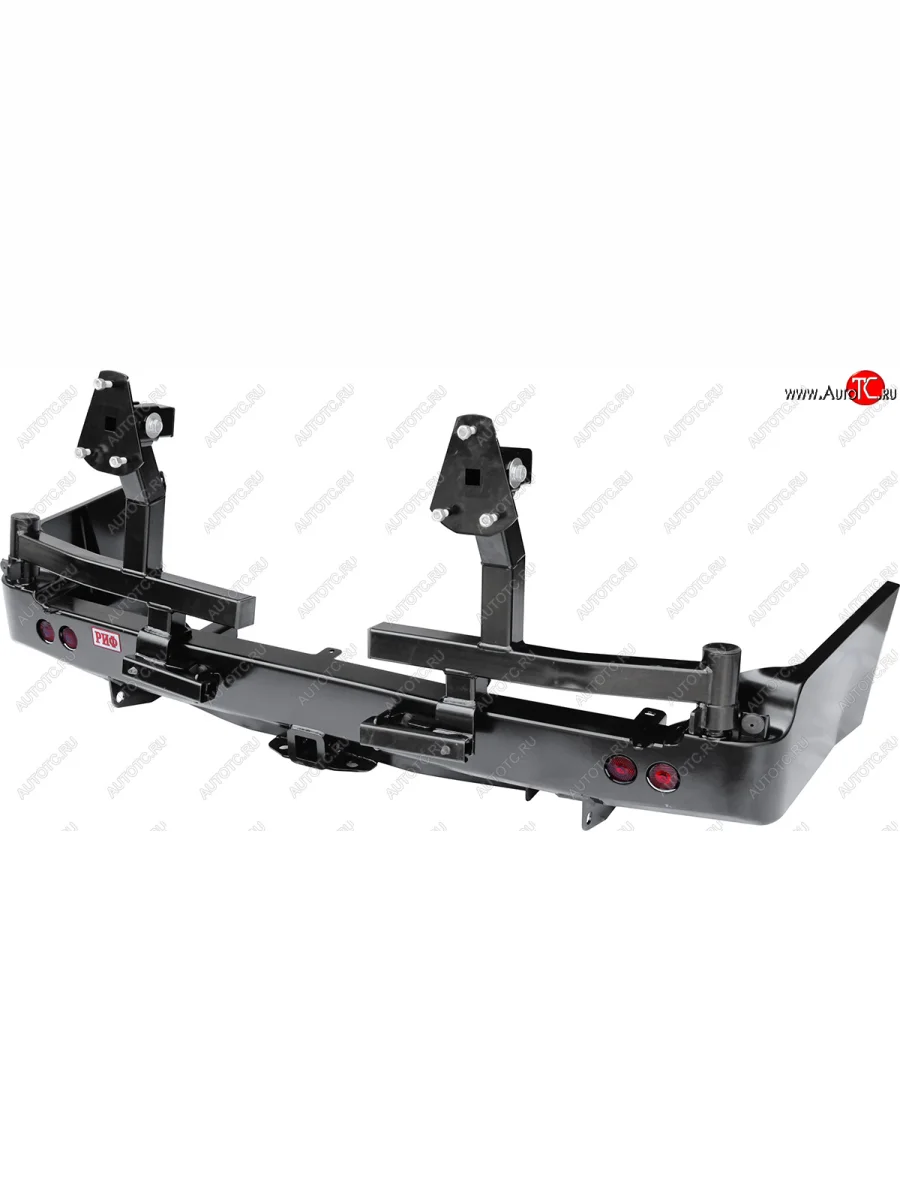 Бампер силовой задний РИФ Toyota Land Cruiser J105 (1998-2007) (с квадратом под фаркоп, 2-мя калитками, фонарями, подсветкой номера)  в Самаре Самарской области