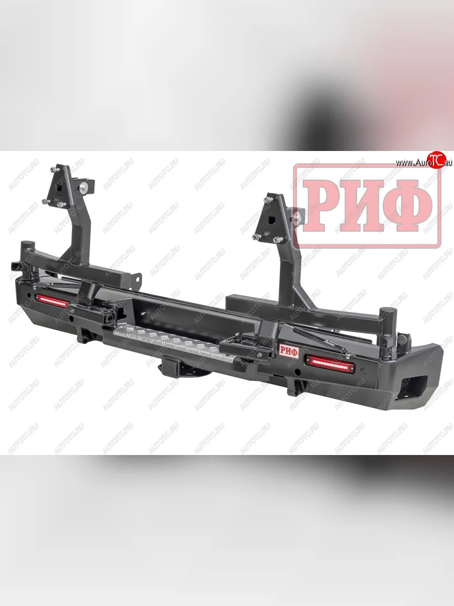 Бампер силовой задний РИФ Toyota Tundra XK50 дорестайлинг (2007-2009) (с квадратом под фаркоп, 2-мя калитками, фонарями, подсветкой номера)  в Самаре Самарской области