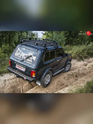 Бампер задний силовой РИФ (С квадратом под фаркоп) Лада ВАЗ Нива 4х4 2121 3 дв. дорестайлинг (1977-2019)