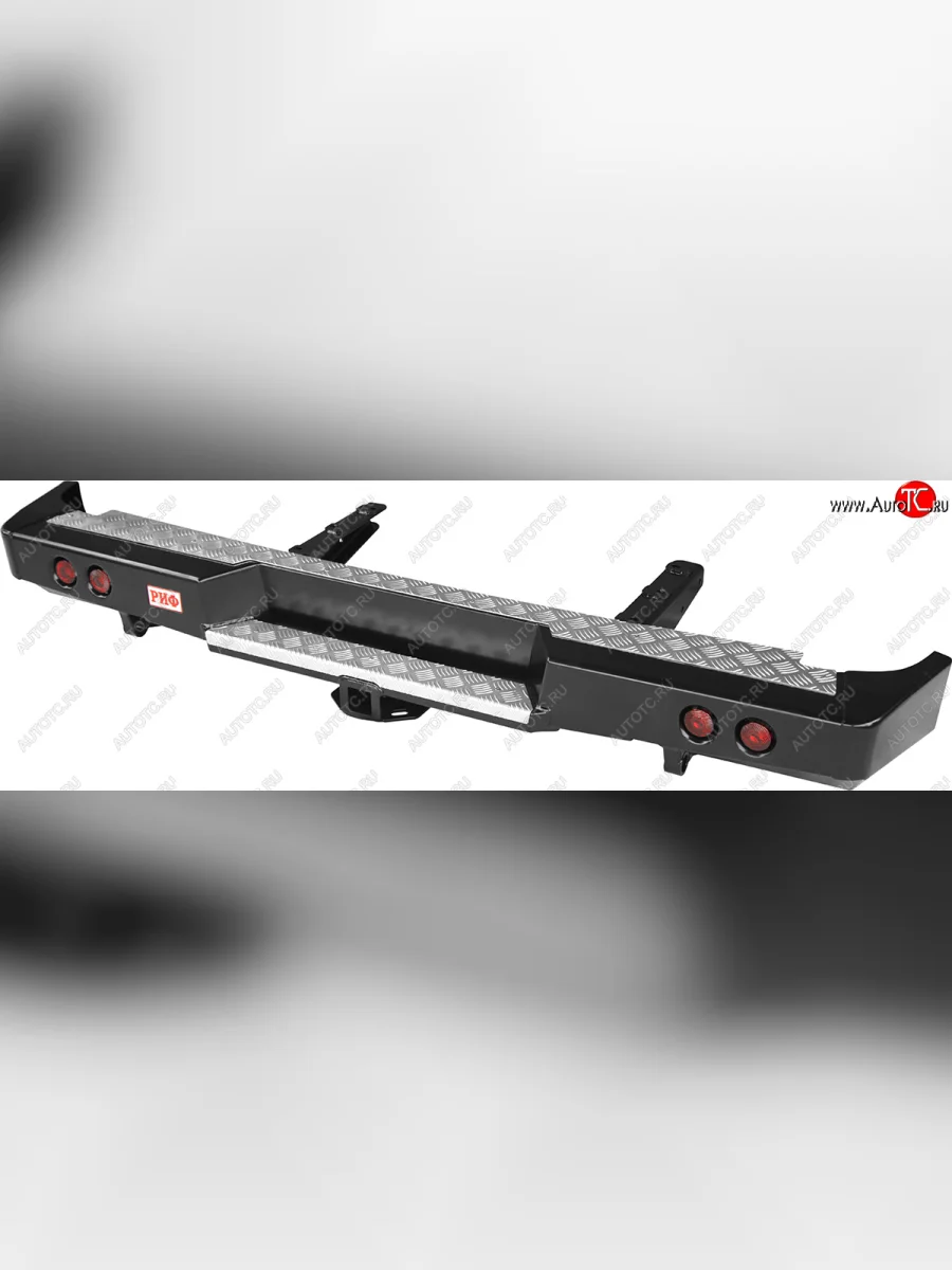 Бампер задний силовой (стандарт) РИФ  ГАЗ Соболь (1998-2025) 2752, 2310, 2752,Бизнес, 2310,Бизнес (C квадратом под фаркоп и фонарями)  с доставкой в г. Керчь