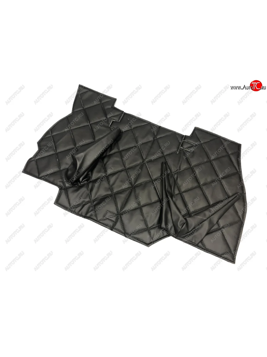 Коврик в салон под рычаги КПП и РК (винилискожа, поролон, ватин, 3 рычага) Швейка ST Уаз Буханка 452 3741 цельнометаллический фургон (1965-2025) (черный ромб)  в Перми Пермском крае