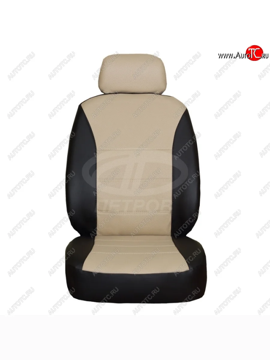 Чехлы сидений универсальные (экокожа) ПЕТРОВ Орегон Nissan Micra K14 5 дв. дорестайлинг (2016-2019) (черный/бежевый)
