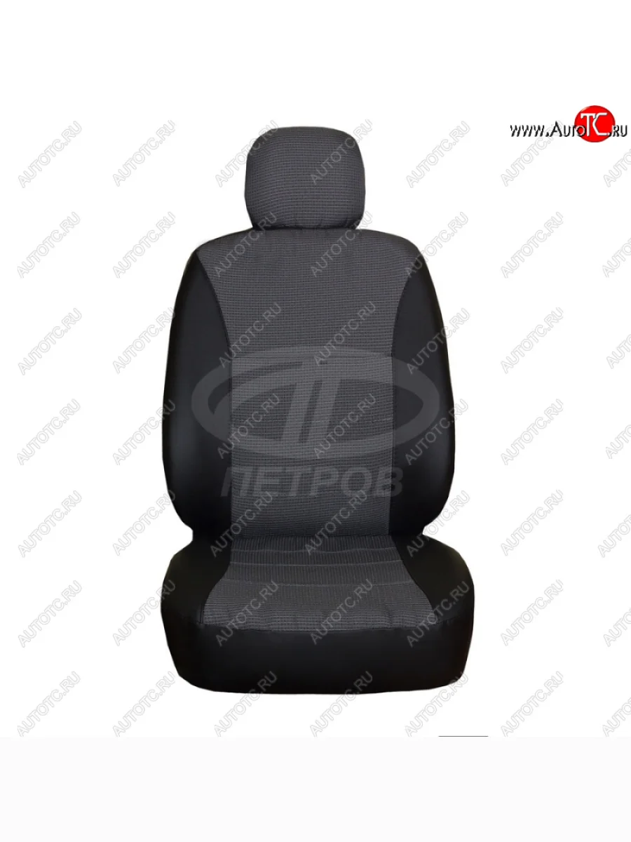 Чехлы сидений универсальные (экокожа/жаккард) ПЕТРОВ Орегон УРАЛ NEXT рестайлинг (2015-2025) (черный/серый)  в Перми Пермском крае