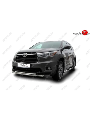 Защита переднего бампера двойная (диаметр 57+42 мм) Arbori Toyota Highlander  XU50 (2013-2017) дорестайлинг