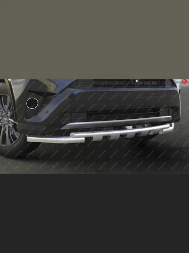 Защита переднего бампера двойная с декор. элементами (диаметр 57+42 мм) Arbori Toyota RAV4  XA40 (2015-2019) 5 дв. рестайлинг