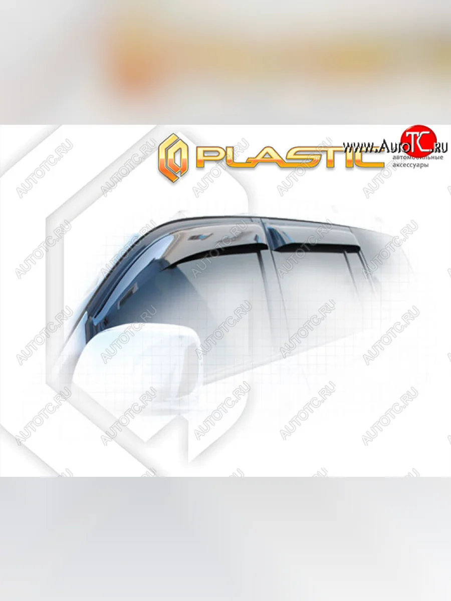 Ветровики дверей CA-Plastic Toyota Land Cruiser 10 100 1-ый рестайлинг (2002-2005) (Classic полупрозрачный, с хром. молдингом, крепление на двусторонний скотч)  в Керчи Республика Крым