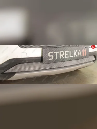 Защитная сетка радиатора в бампер (ячейка 3х7 мм, низ) Стрелка 11 Стандарт (хром) Changan CS35 Plus дорестайлинг (2018-2022)