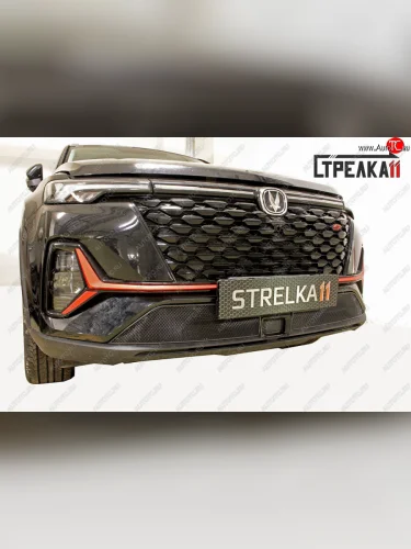 Защитная сетка радиатора в бампер (ячейка 3х7 мм) Стрелка 11 Стандарт (черная) Changan CS35 Plus рестайлинг (2021-2025)