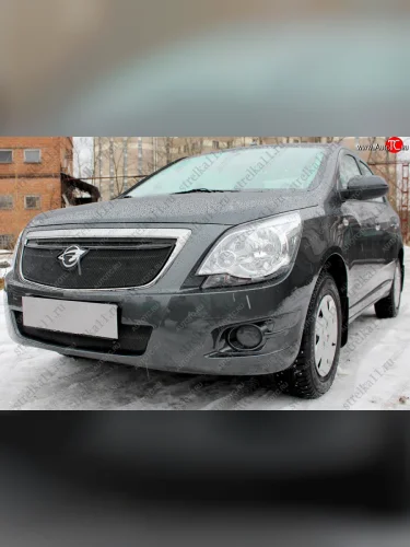 Защитная сетка радиатора в бампер (ячейка 3х7 мм) Стрелка 11 Стандарт (черная) Ravon R4 (2016-2020)