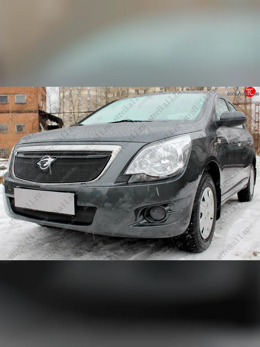 Защитная сетка радиатора в бампер (ячейка 3х7 мм) Стрелка 11 Стандарт Ravon R4 (2016-2020) (черная)  с доставкой в г. Пермь