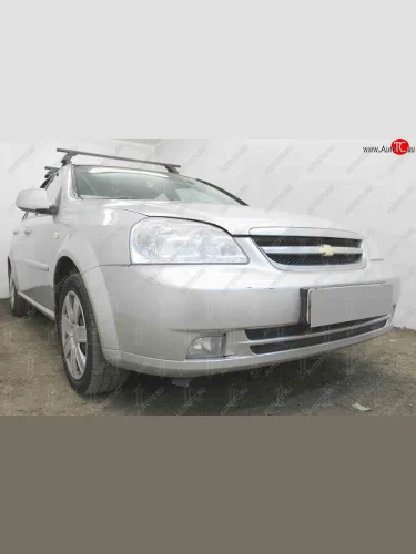 Защитная сетка радиатора в бампер (ячейка 3х7 мм, комплект) Стрелка 11 Стандарт (черная) Chevrolet Lacetti седан (2002-2013)