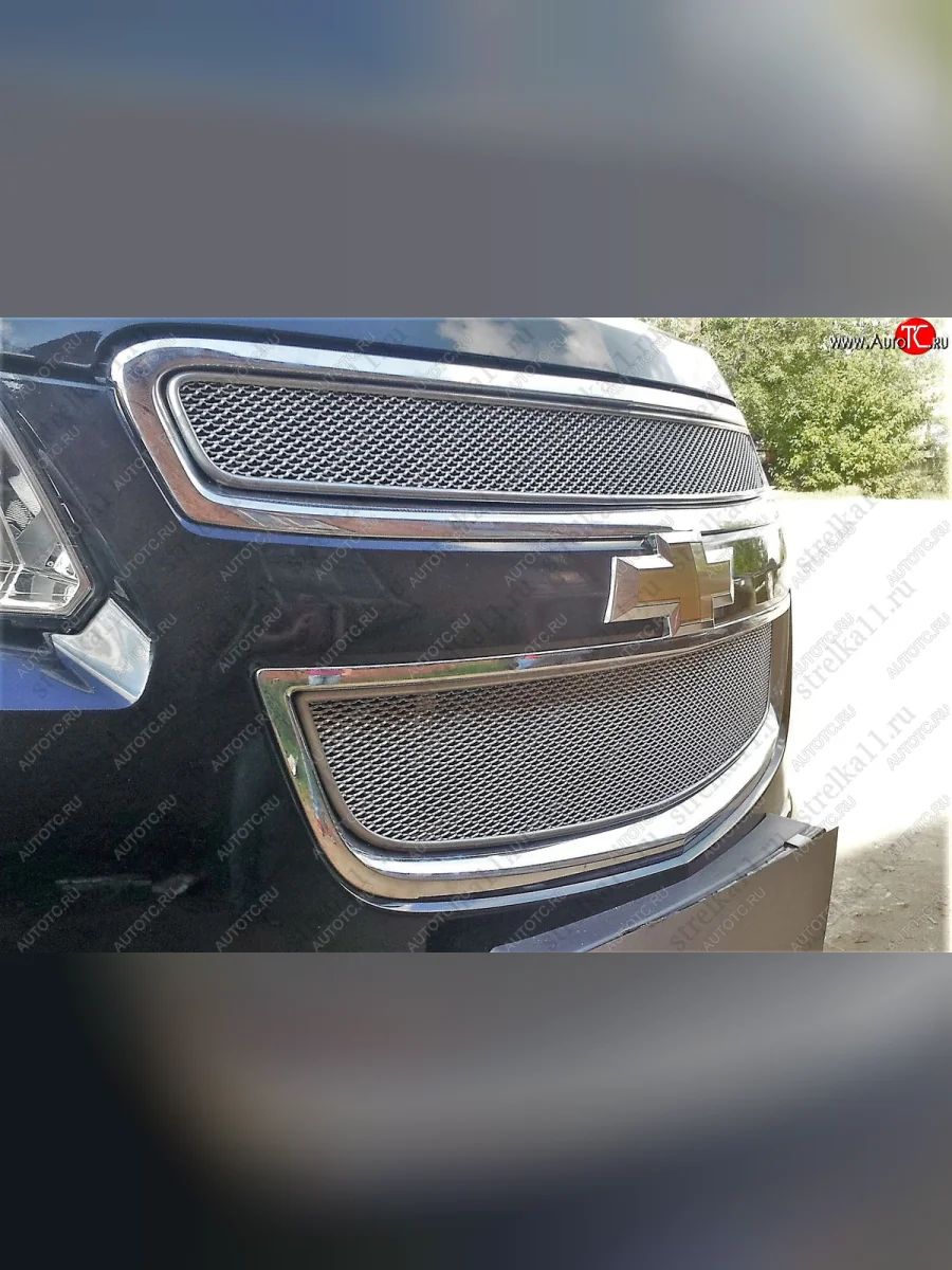 Защитная сетка радиатора в бампер (ячейка 4х10 мм, комплект) Стрелка 11 Премиум Chevrolet Trailblazer GM800 дорестайлинг (2012-2016) (хром)  в Самаре Самарской области