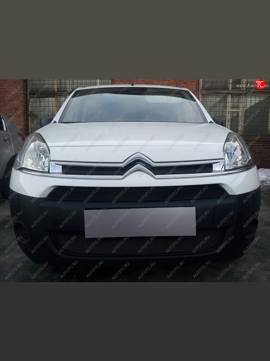 Защитная сетка радиатора в бампер (ячейка 3х7 мм, комплект) Стрелка 11 Стандарт CITROEN Berlingo B9 дорестайлинг (2008-2016) (черная)  с доставкой в г. Керчь