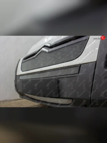 Защитная сетка радиатора в бампер (ячейка 3х7 мм, низ) Стрелка 11 Стандарт (черная) CITROEN Jumper 250 (2006-2014)