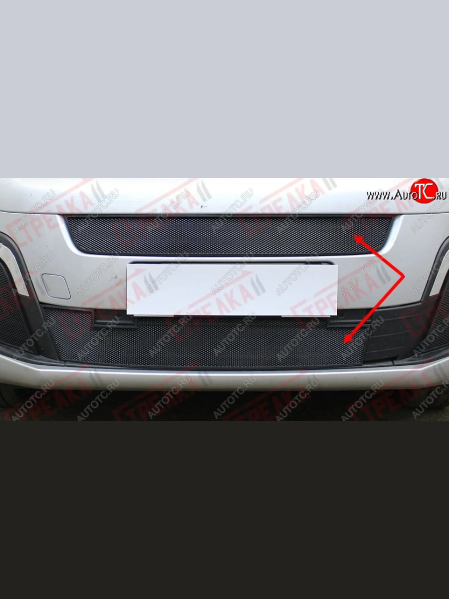 Защитная сетка радиатора в бампер (ячейка 3х7 мм, верх+низ) Стрелка 11 Стандарт CITROEN SpaceTourer (2016-2022) (черная)  в Керчи Республика Крым