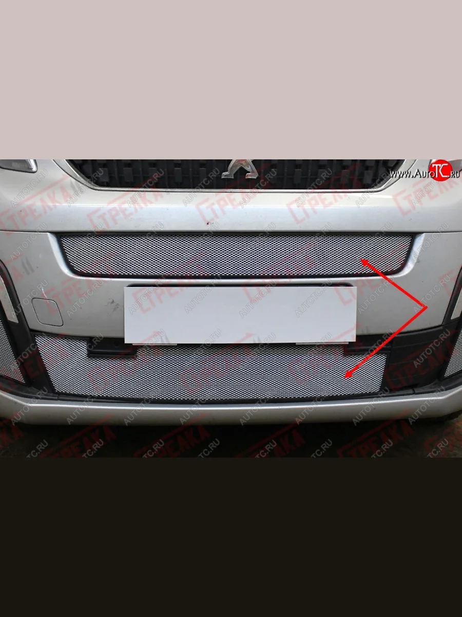 Защитная сетка радиатора в бампер (ячейка 3х7 мм, верх+низ) Стрелка 11 Стандарт CITROEN SpaceTourer (2016-2022) (хром)  в Керчи Республика Крым