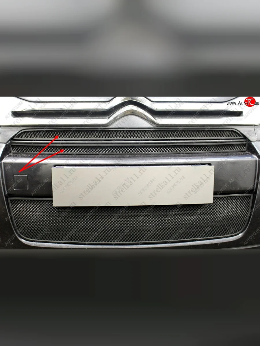 Защитная сетка радиатора в бампер (ячейка 3х7 мм, комплект верхних) Стрелка 11 Стандарт CITROEN Jumpy рестайлинг (2013-2017) (черная)  с доставкой в г. Керчь