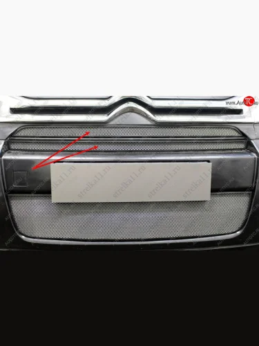 Защитная сетка радиатора в бампер (ячейка 3х7 мм, комплект верхних) Стрелка 11 Стандарт (хром) CITROEN Jumpy рестайлинг (2013-2017)