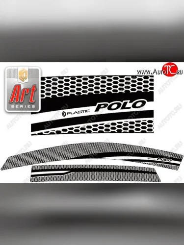 Ветровики дверей CA-Plastic (Серия Art белая) Volkswagen Polo  Mk5 6R,6C,61 (2015-2020) хэтчбек 5 дв. рестайлинг