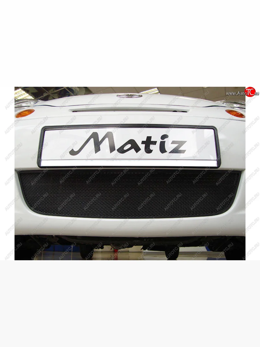 Защитная сетка радиатора в бампер (ячейка 3х7 мм) Стрелка 11 Стандарт Daewoo Matiz M150 рестайлинг (2000-2016) (черная)  с доставкой в г. Керчь