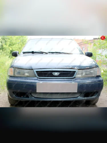 Защитная сетка радиатора в бампер (ячейка 3х7 мм) Стрелка11 Стандарт (хром) Daewoo Nexia дорестайлинг (1995-2008)