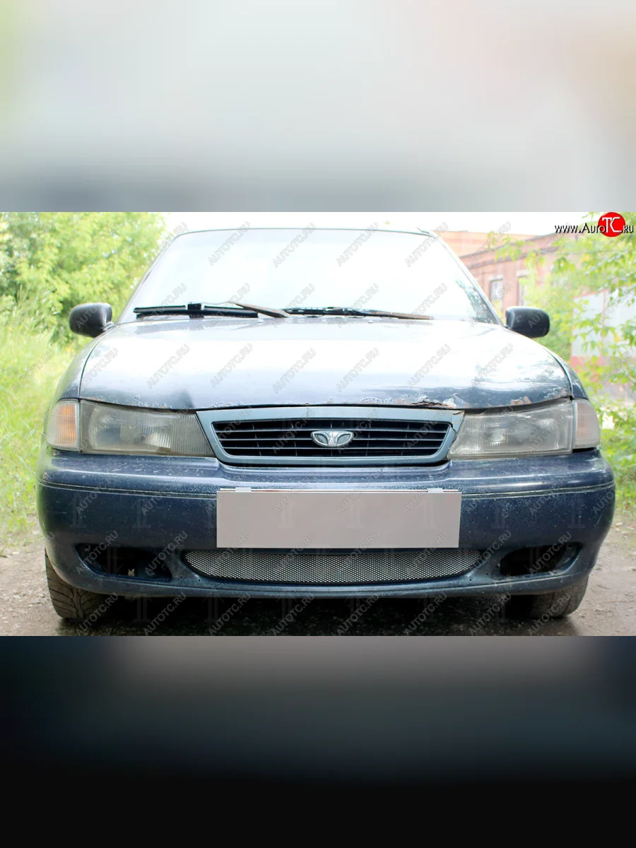 Защитная сетка радиатора в бампер (ячейка 3х7 мм) Стрелка11 Стандарт Daewoo Nexia дорестайлинг (1995-2008) (хром)  в Самаре Самарской области