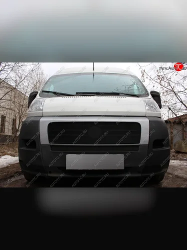 Защитная сетка радиатора в бампер (ячейка 3х7 мм, низ) Стрелка11 Стандарт (черная) Fiat Ducato 250 (2006-2014)