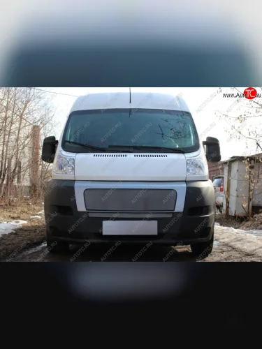 Защитная сетка радиатора в бампер (ячейка 3х7 мм, верх) Стрелка11 Стандарт (хром) Fiat Ducato 250 (2006-2014)