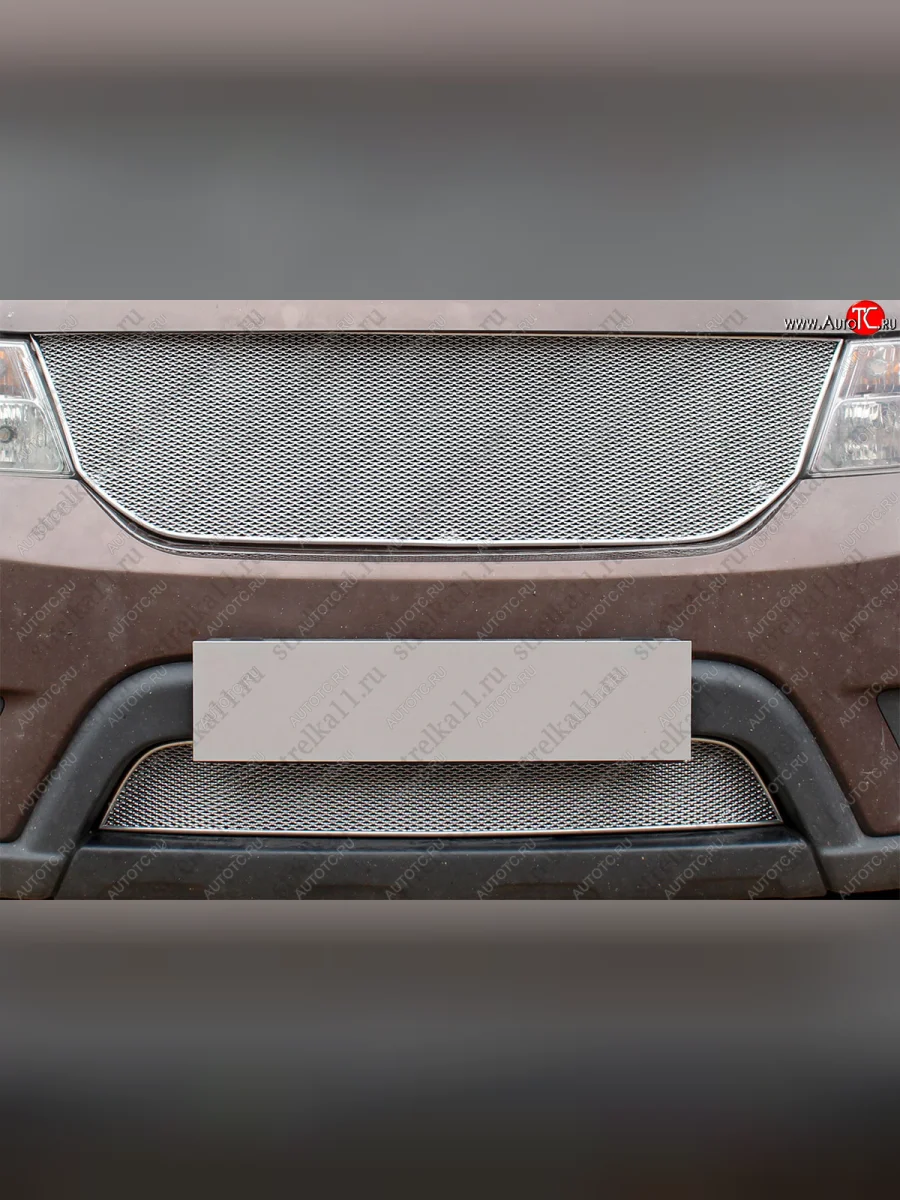 Защитная сетка радиатора в бампер (ячейка 4х10 мм) Стрелка11 Премиум Fiat Freemont (2011-2016) (хром)  с доставкой в г. Керчь