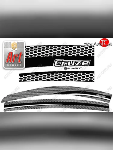 Ветровики дверей CA-Plastic (Серия Art серебро) Chevrolet Cruze J305 хэтчбек дорестайлинг (2009-2012)