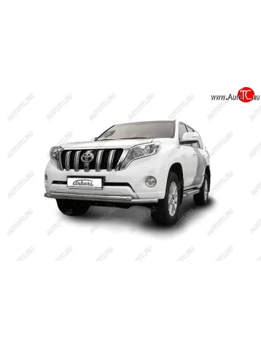 Защита переднего бампера двойная (диаметр 57+57 мм) Arbori Toyota Land Cruiser Prado  J150 (2013-2017) 1-ый рестайлинг