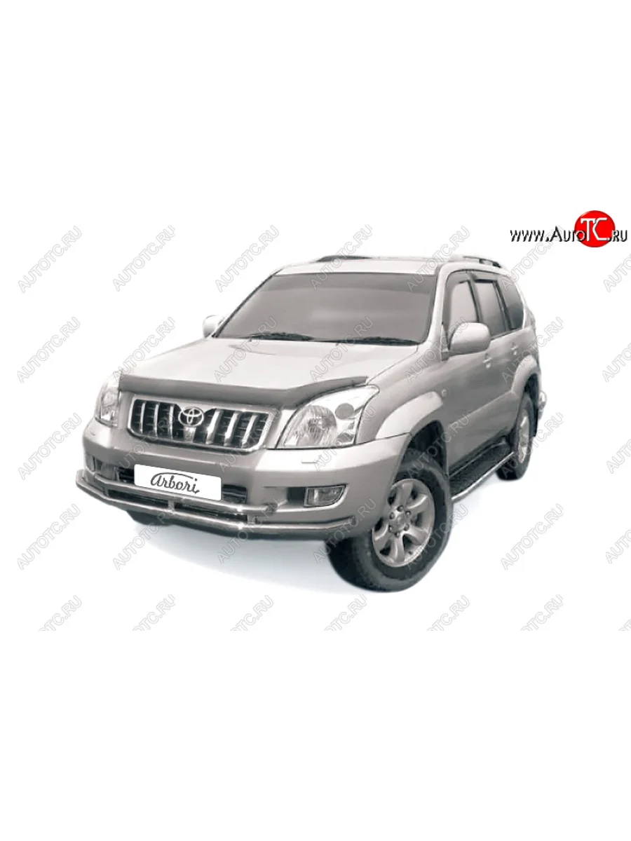 Защита переднего бампера двойная (диаметр 57+57 мм) Arbori  Toyota Land Cruiser Prado (2002-2009) J120  в Самаре Самарской области