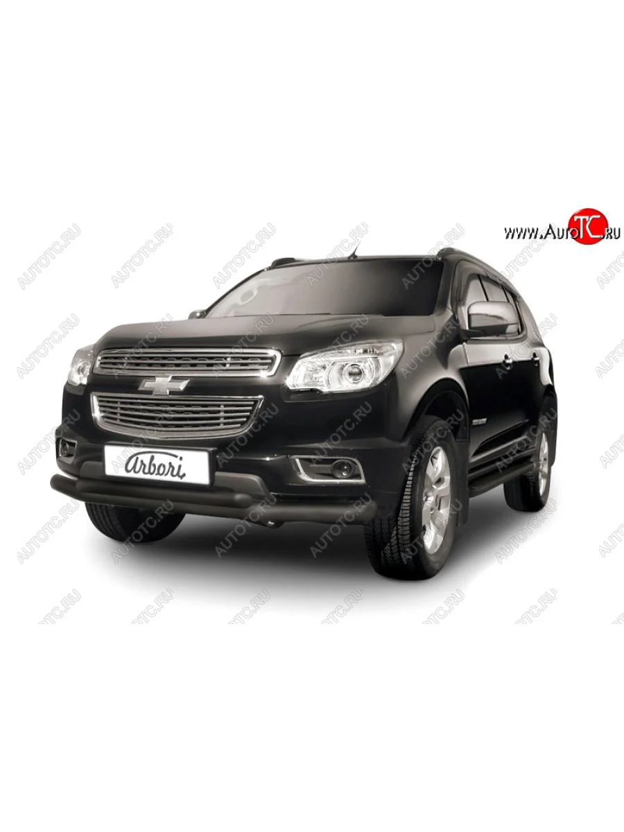 Защита переднего бампера двойная (диаметр 76+57 мм) Arbori Chevrolet Trailblazer GM800 дорестайлинг (2012-2016)  В Кинешме Ивановской области