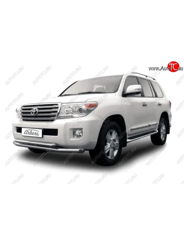 Защита переднего бампера двойная (диаметр 76+57 мм) Arbori Toyota Land Cruiser  200 (2012-2015) 1-ый рестайлинг