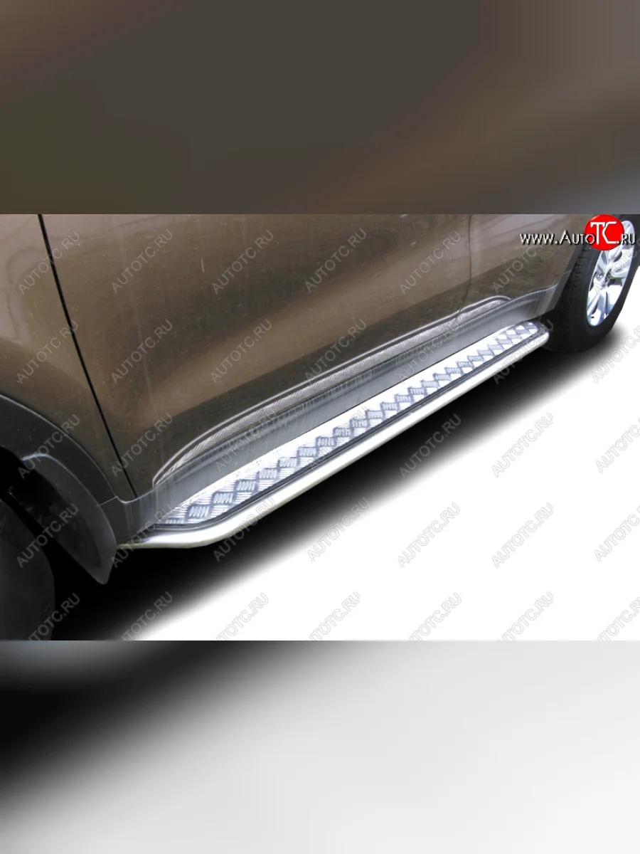 Защита порогов с подножкой (усиленная диаметр 42) Arbori  KIA Sportage (2016-2018) 4 QL  в Самаре Самарской области